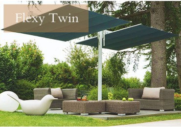 flexx spring patio umbrellas FIM Flexy Twin Aluminum 8' X 17' Rectangular Offset Patio Umbrella