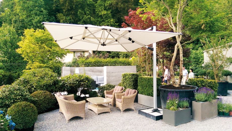 Shademaker Polaris 11'6 Square Crank Lift Offset Patio Umbrella (POL-35S)