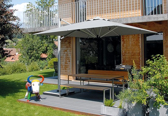 Shademaker Sirius 8'9 Square Crank Lift Offset Patio Umbrella (SMSR27S)