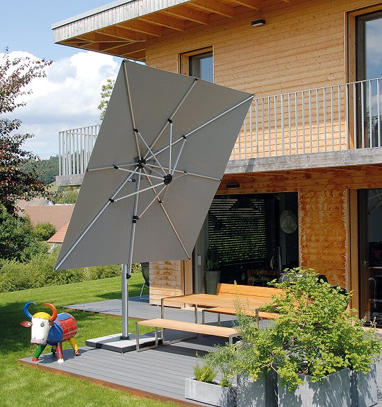 Shademaker Sirius 9'9 Square Crank Lift Offset Patio Umbrella (SMSR30S)