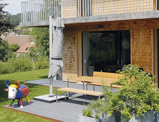 Shademaker Sirius 8'9 Square Crank Lift Offset Patio Umbrella (SMSR27S)