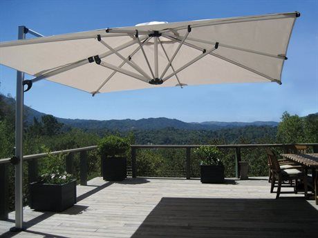 35 patio deck umbrellas Shademaker Polaris 11'6 Square Crank Lift Offset Patio Umbrella (POL-35S)