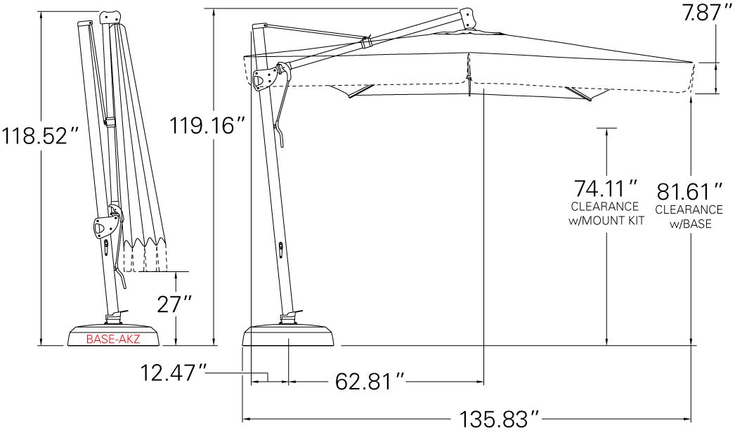 Treasure Garden 11.5' Square Cantilever Umbrella